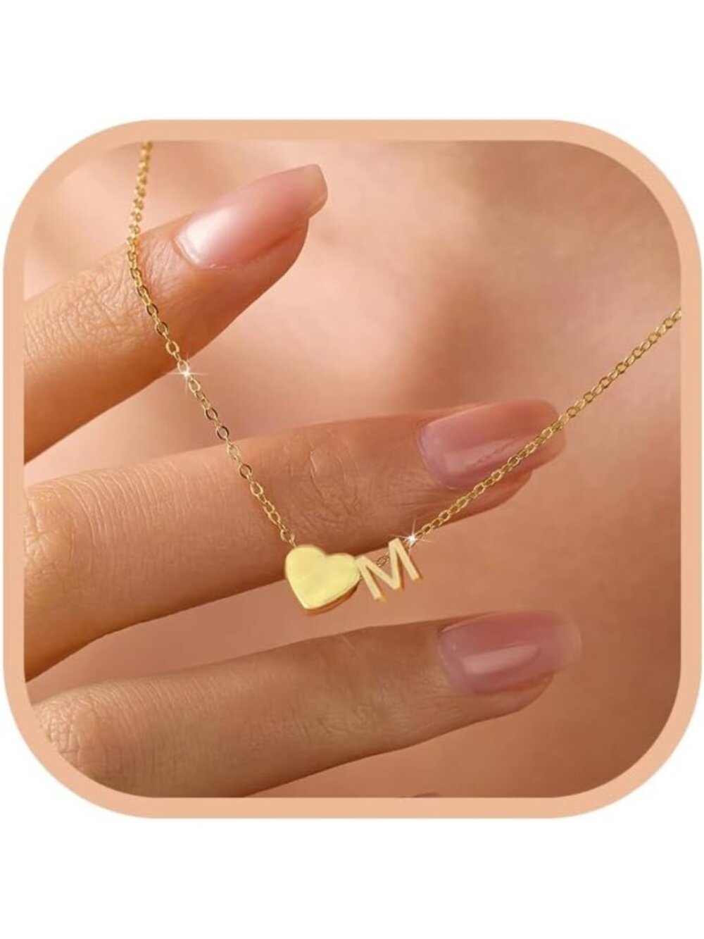 Dainty 925 Sterling Silver Heart Initial Necklace | Personalized Gold Plated